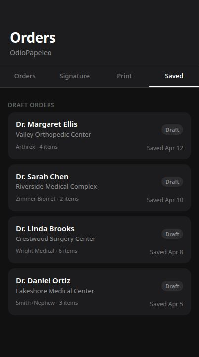 Saved Orders
